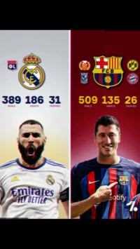  两大神锋数据对比（目前）你更喜欢哪个？ #本泽马 #莱万 #足球 #足球